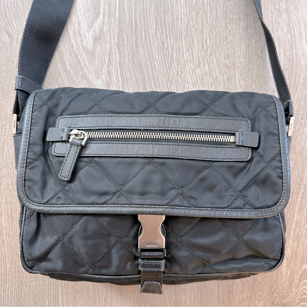 Authentic Vintage Unisex Prada Quilted Diamond Nylon Shoulder Crossbody Bag